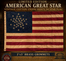 American Rare 34 Stars Vintage 100% Cotton 1860's Union Era Sewn Flags 3x5 Brass Grommets Made to Order