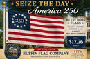 Betsy Ross 250 Flags 3'x5' Collectors Items Brass Grommets America's 250th Anniversary Banner On Sale