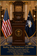 American & USA 50 States Indoor Sets Your State Flag Kit & U.S.A. Kit Includes Spear Eagle 8 Feet Oak FlagPoles Bases Gold Fringed Flags