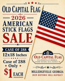 American Flag Stick Flags Full Size 12"×18" USA Mounted on 30" Pure Wood Staffs Gold Safety Spears Case of 288