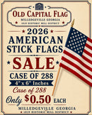 American Flag Stick Flags 4"×6" on 10" Wood Staff with Gold Safety Spear | Case of 288 (U.S.A.)