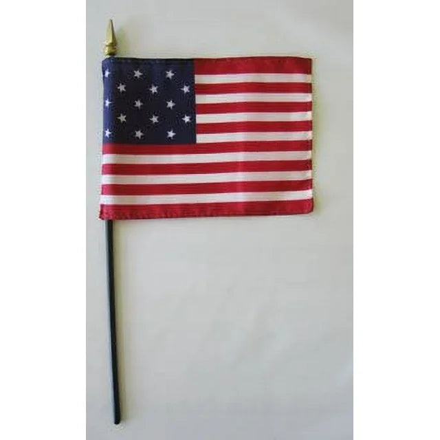 Star Spangled Banner 4"x6" Stick Desk Flags American 1812 USA 15 Stars & Stripes