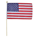 USA 12×18 Inches American Stick Flags 68D Sewn Edges Gold Wooden Spears 30" Staff