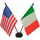 Italian American USA & Italy Flags Desk Set 4x6 Inches With Base