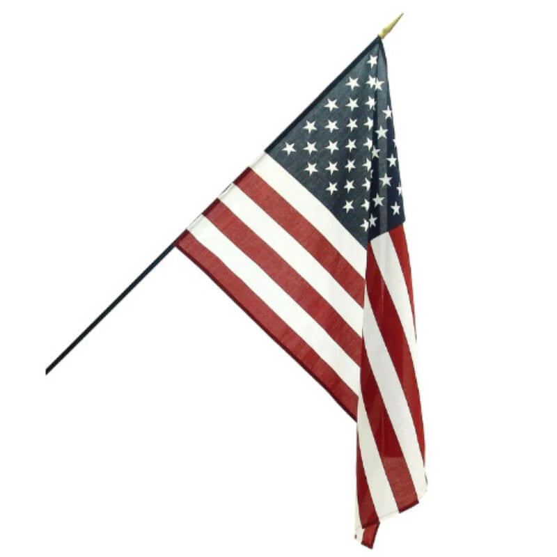 USA 16"x24" American Stick Flags Twelve Pack Classroom Style Black Staff