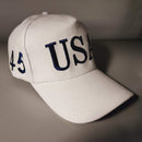 USA 45 White Trump Embroidered Cap