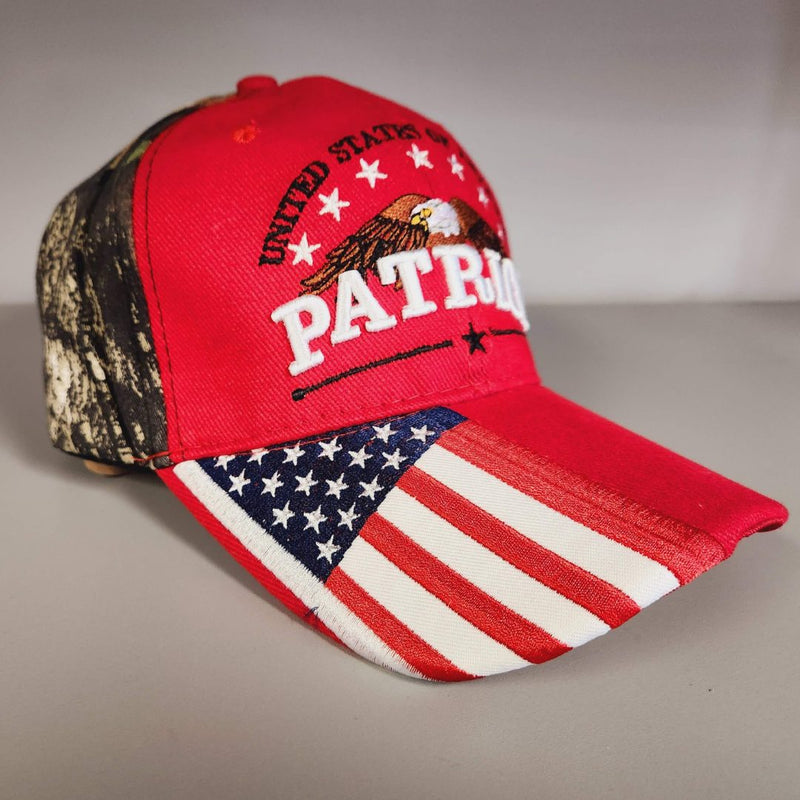 United States of America Patriot Red Embroidered Cap Camo Back