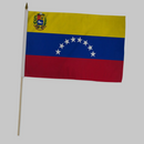 Venezuela Stick Flags Official Bolivar 12"x18" Sewn Edge Wooden Staff Venezuelan Banners