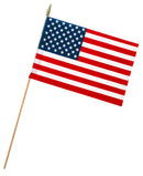 American Flag Stick Flags Full Size 12"×18" USA Mounted on 30" Pure Wood Staffs Gold Safety Spears Case of 288