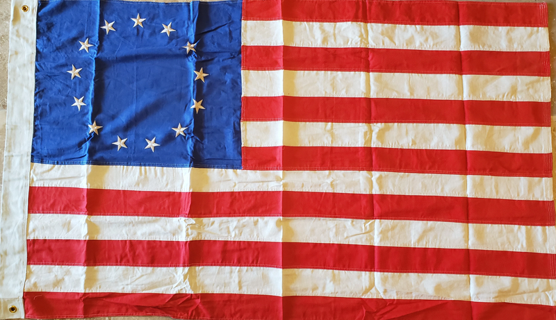 Betsy Ross Tea Stained 3'X5' Embroidered Flag ROUGH TEX® 300D Nylon