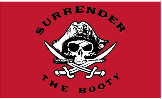 Surrender The Booty Pirate Red 3'X5' Flag ROUGH TEX® 100D