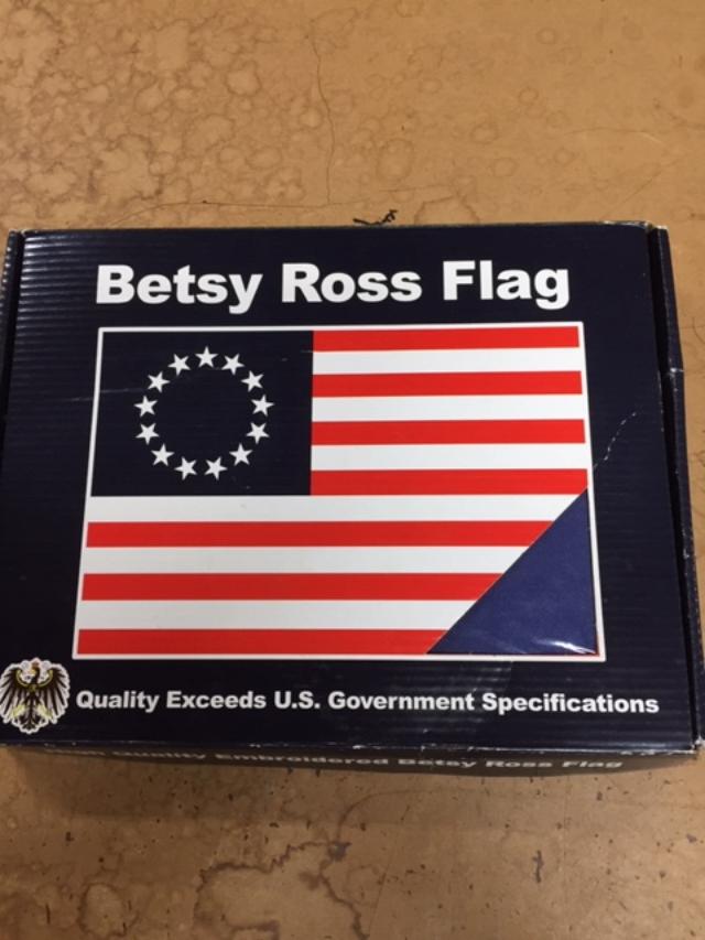 Betsy Ross Tea Stained Vintage 3'x5' Embroidered Flag ROUGH TEX® Cotton in Gift Box