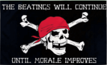 Beatings Will Continue until Morale Improves Pirate Red Bandana 3'X5' Flag Rough Tex®