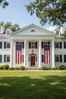 Colonial Mansion Flag Display