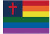 Christian Rainbow 12"x18" Stick Flag ROUGH TEX® 100D 30" Wooden Staff
