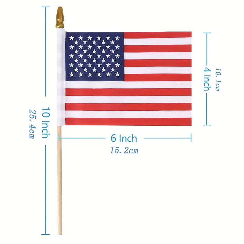 USA 4"x6" American Stick Flags Gold Safety Spear Classroom Sale Trump Americana
