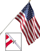 Flagpole Kit Spinner Aluminum Silver Finish Beautiful Heavy Duty Homeowner Premium Bracket Included