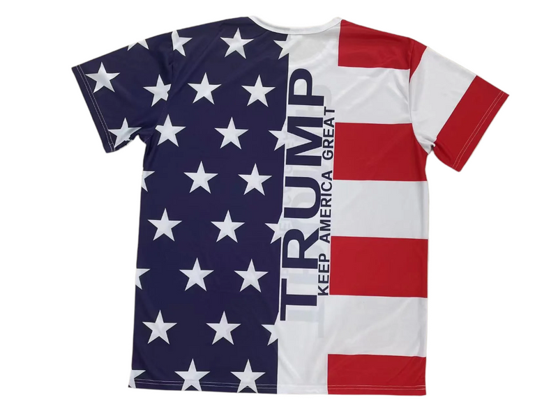 Trump T-Shirt Keep America Great Dri Fit 100% Polyester Swim Style Sizes S M L XL XXL XXXL 12 Packs or Half Dozen In Stock Tee Shirts In Stock