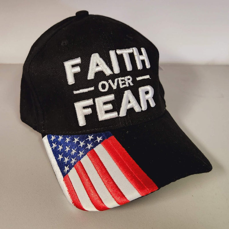 Faith Over Fear USA Black Embroidered Cap