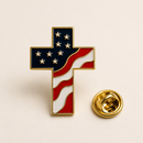 American Flag Cross Lapel Pin Gold Plated Enamel | Faith & Patriotism