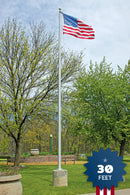 Flagpole 30 Feet Above Ground One Piece American Aluminum Flag Pole Premium Model In Stock Commercial