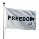 Freedom Charlie Kirk Signature White 100% 150D Nylon Double Sided 3x5 Feet Flags Christmas Sale Brass Grommets