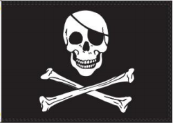 Jolly Roger Pirate 12"x18" Stick Flag ROUGH TEX® 100D 30" Wooden Staff
