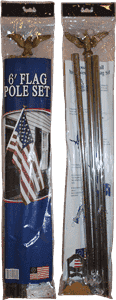 Gift Boxed U.S.A. 6' Foot USA 3'x5' American Flag Aluminum FlagPole Kit Set With Gold Eagle Decoration Non-Furl Sale