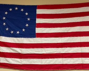 Betsy Ross Vintage Tea Stained 3'x5' Embroidered Flag ROUGH TEX® Cotton