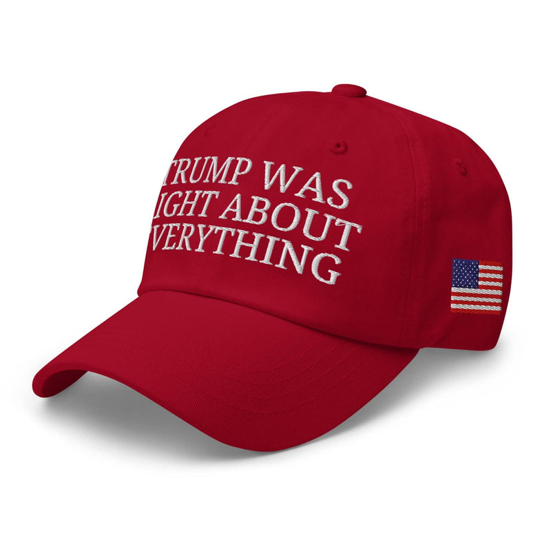 Trump Was Right About Everything Red 45 47 USA Caps Made to Order 12 Pack