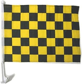 Checker Yellow Black Car Flags 12 Pack