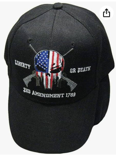 2nd Amendment Liberty or Death USA Punisher Black Embroidered Cap