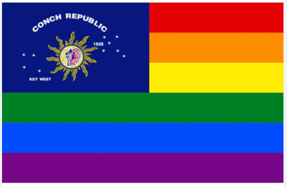 Conch Republic Rainbow Pride 12"x18" Stick Flag ROUGH TEX® 100D 30" Wooden Stick