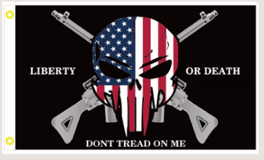 Punisher Liberty or Death Don't Tread On Me USA 12"x18" Double Sided Flag ROUGH TEX® 100D