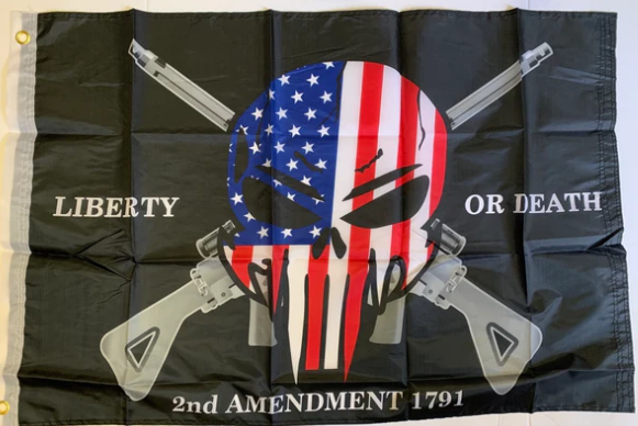 Punisher Liberty or Death 2nd Amendment 1791 3'X5' Double Sided Flag ROUGH TEX® 100D