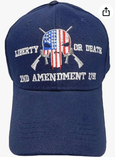 2nd Amendment Liberty or Death USA Punisher Blue Embroidered Cap