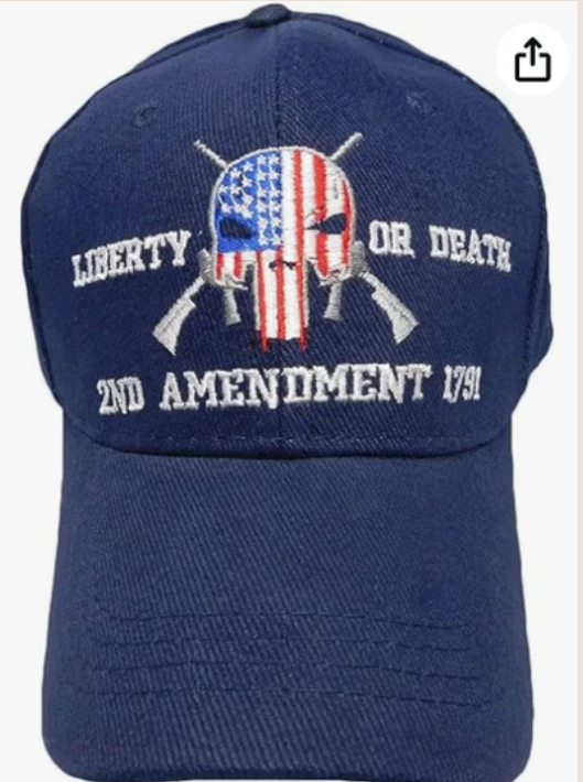 Punisher Liberty or Death 2nd Amendment 1791 Blue Embroidered Cap