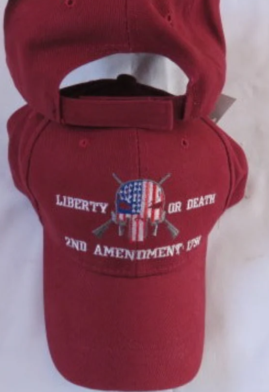 Punisher Liberty or Death 2nd Amendment 1791 Burgundy Embroidered Cap