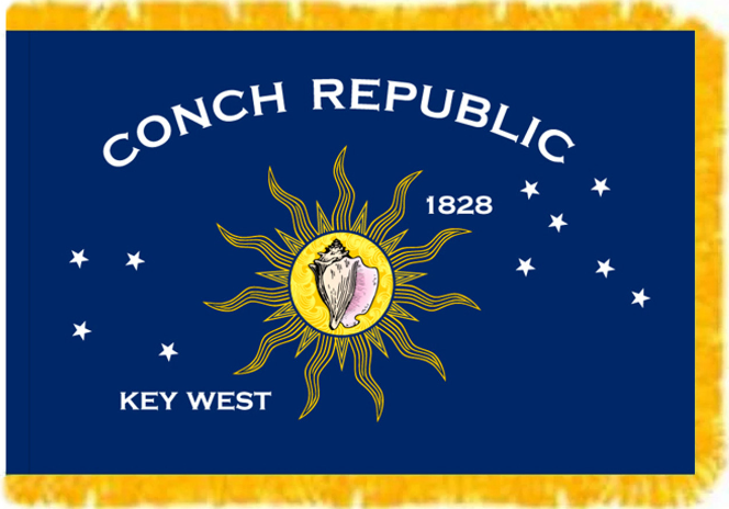 Conch Republic Key West 3'X5' Flag ROUGH TEX® Polyester with Gold Fringe