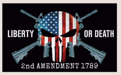 Punisher Liberty or Death 2nd Amendment 1789 12"x18" Car Flag ROUGH TEX® Knit Double Sided