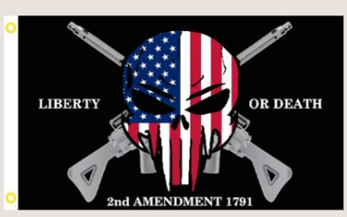 Punisher Liberty or Death 2nd Amendment 1791 12"x18" Car Flag ROUGH TEX® Knit Double Sided