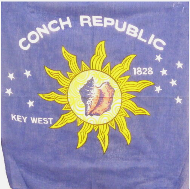 Conch Republic Key West 4"x6" Desk Stick Flag with Fringe