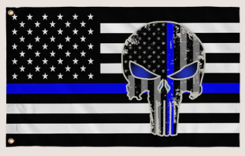 US Police Memorial Punisher 12"x18" Flag ROUGH TEX® 100D With Grommets