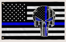 US Police Memorial Punisher 12"x18" Stick Flag ROUGH TEX® 100D 30" Wooden Stick