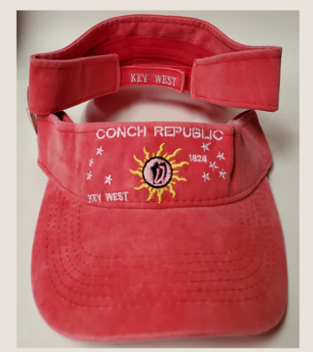 Conch Republic Key West Washed Red Embroidered Visor