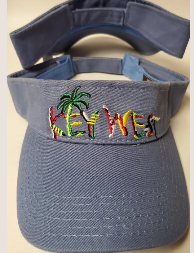 Key West Palm Tree Grey Embroidered Visor