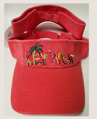 Key West Palm Tree Red Embroidered Visor