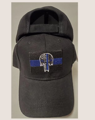 US Police Punisher Blue Line Embroidered Cap