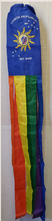 Conch Republic Key West Rainbow Pride 5.5"x60" Embroidered Windsock Nylon