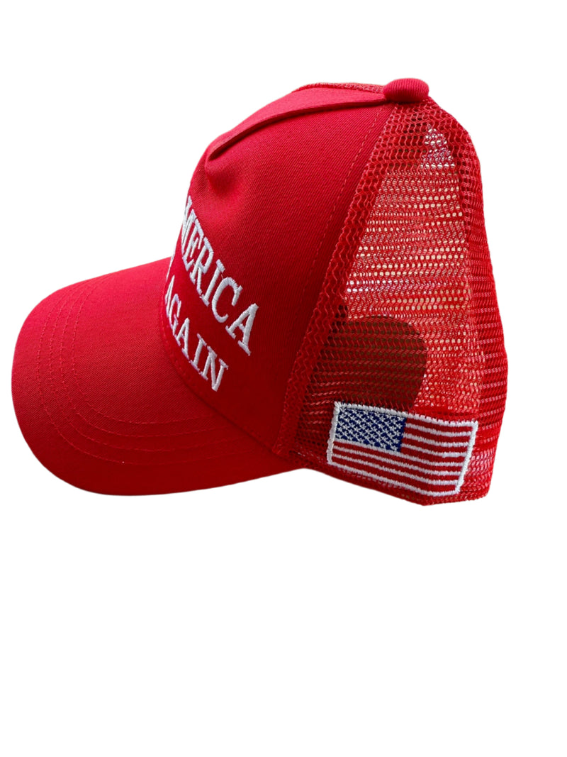 Make America Great Again Trump Red American Flag USA 45 47 Embroidered Caps Mesh Back Trucker MAGA Style Hot Sales
